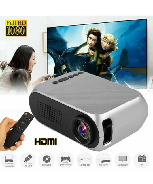 1080P Home Cinema USB HDMI AV SD Mini Portable HD LED Projector UK Theater