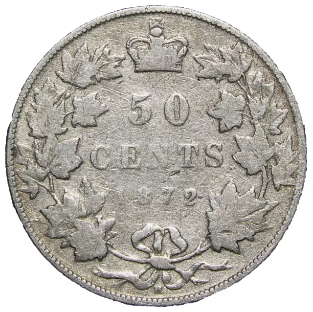 1872H Canada Silver 50 Cents S over S #21770