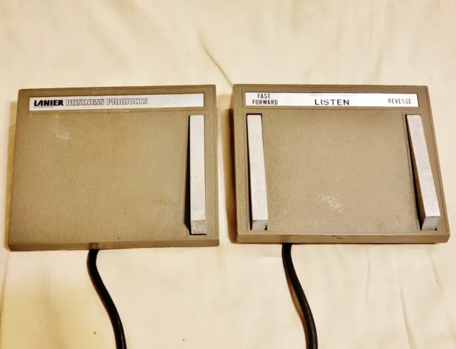 Vintage Lanier Business Products Transcriber Foot Pedals, Worn on Base