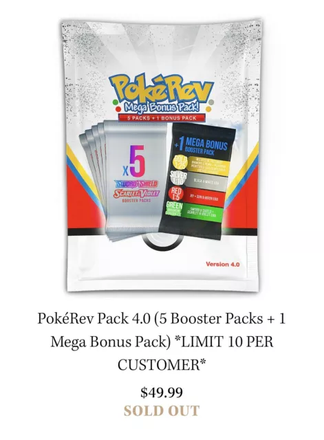 PokeRev Pack V4.0 (5 Booster Packs + 1 Mega Bonus Pack) chance pulling vintage