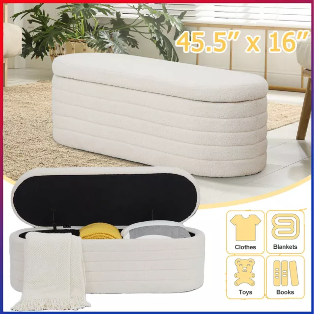 Upholstered Footstool with Storage Bench Chair Ottoman Pouffe Seat Stool Box UK