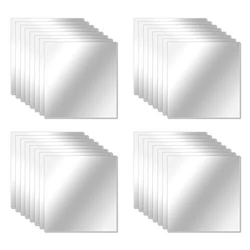 32 Pieces Flexible Mirror Sheets Square Mirror Tiles Self-Adhesive Mirror Wall S