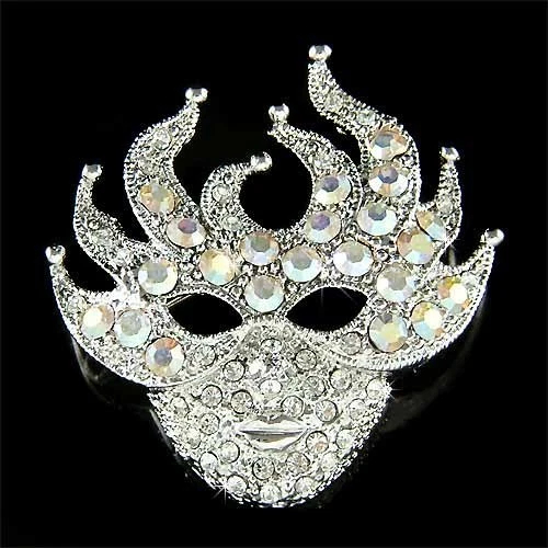 ~Masquerade MASK~ made with Swarovski Crystal MARDI GRAS Phantom of Opera Brooch