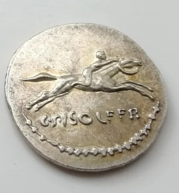 UNKNOWN SILVER COIN horse racing race man roman greek egyptian