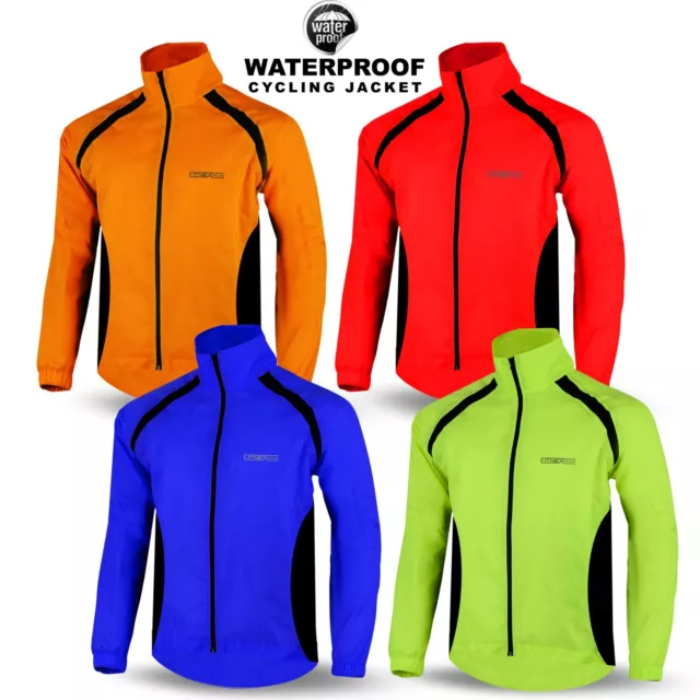 Mens Cycling Rain Jacket Waterproof HiVisibility Cycle Jacket Rain Coat S to XXL