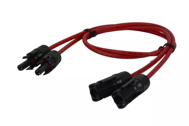 1 Pair 2.5 ft Solar Panel Extension Connector 12 AWG PV Cable Wire Red
