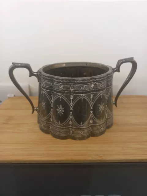 Vintage Pewter Double Handled Sugar Bowl