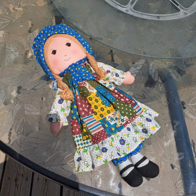 Vintage Holly Hobbie Knickerbocker Plush Stuffed Rag Doll 15 Inch Collectible