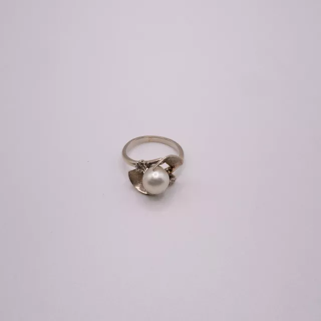 Bague Or Blanc 18K Perle de culture & Diamants