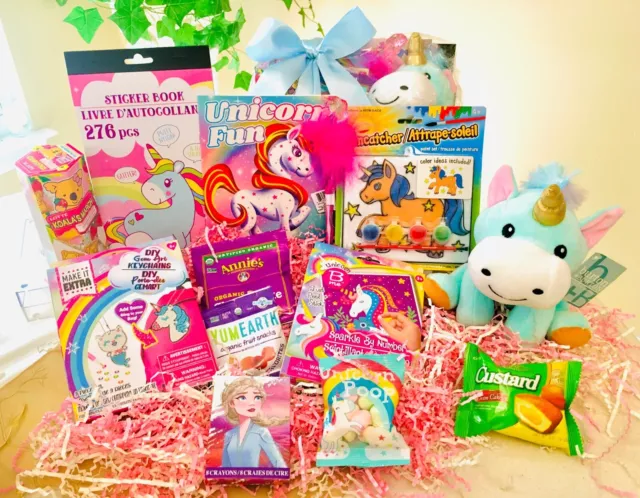 Birthday or Get Well Gift Basket for Girls Kids Unicorn Theme w Plush by Barton!