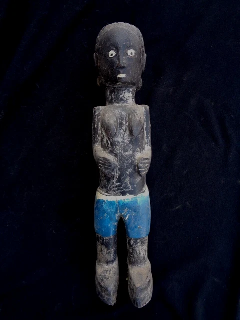african tribal art fine   face fertitiky figure FANTE 32 cm wood vintage