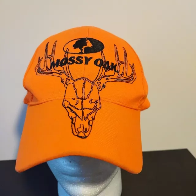 Mossy Oak Blaze Orange Hat Deer Skull Paramount Outdoors Baseball Cap Curved