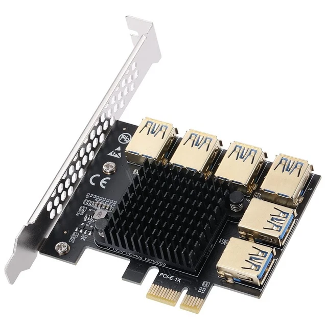 PCIe 1 to 6 PCI 16X Riser Card USB 3.0 Adapter Converter PCIE Split P7J8