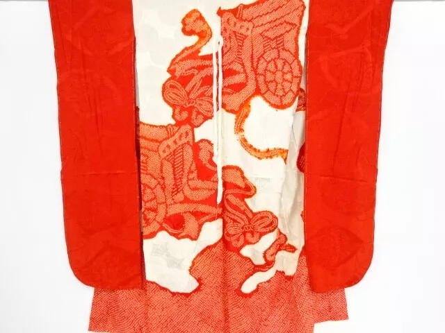 85400# Japanese Kimono / Antique Juban For Furisode  / Shibori / Carriage