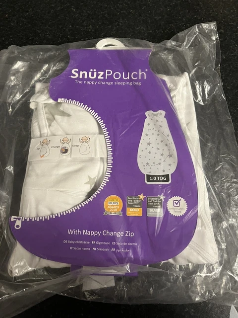 Saco de dormir para bebé Snuzpouch cambio de pañal cremallera 1.0 tog 0-6 meses estrellas **Nuevo**