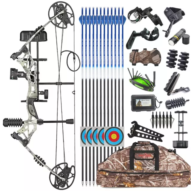 Compoundbogen Set 30-70lbs Carbonpfeil Bogenschießen Schießen Sportbogen Jagd