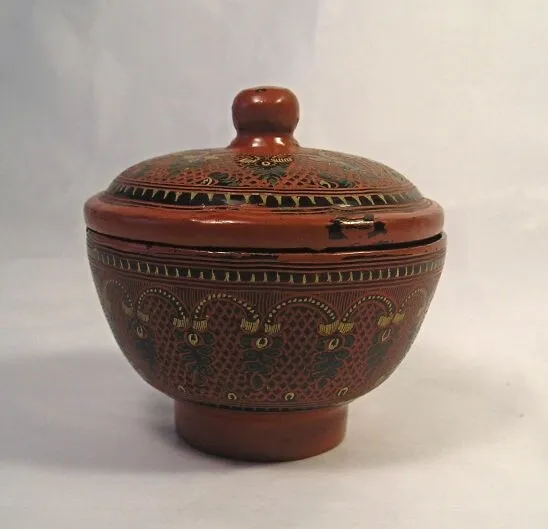 An Old Burmese Lacquerware Papermache Box T1