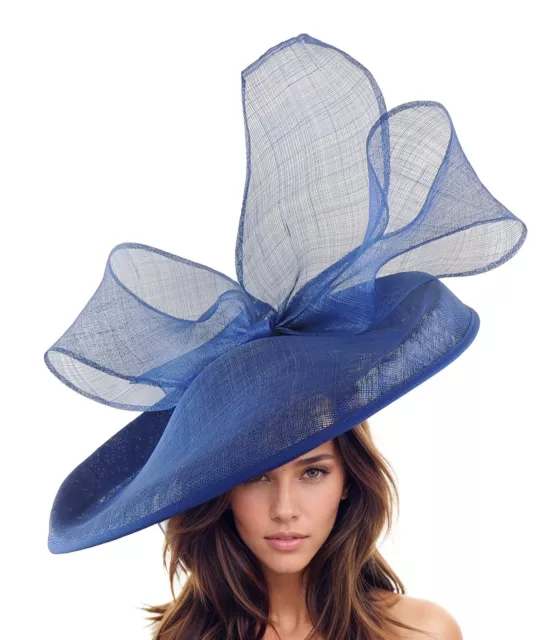 Royal Blue Cobalt Statement Hatinator Kentucky Derby Fascinator Womens Ascot