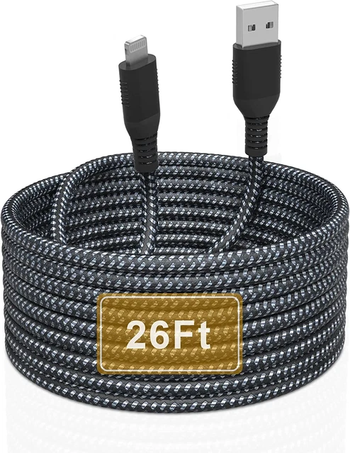 Long iPhone Charger Cord 26FT/8M [Apple MFi Certified] Extra Long iPhone Cable