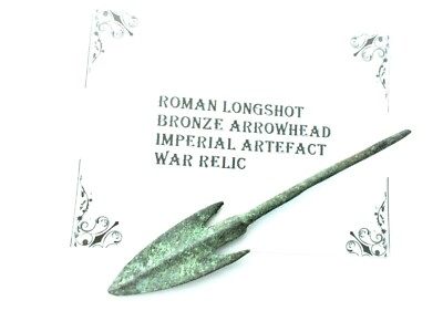 Ancient Roman Longshot Bronzo PUNTE DI FRECCIA IMPERIAL Artefatto GUERRA RELIQUIA 