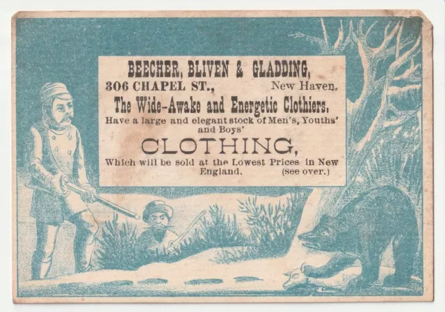 1880S~NEW HAVEN CONNECTICUT CT~Clothing Co.~Bear Hunt~Victorian Trade ...
