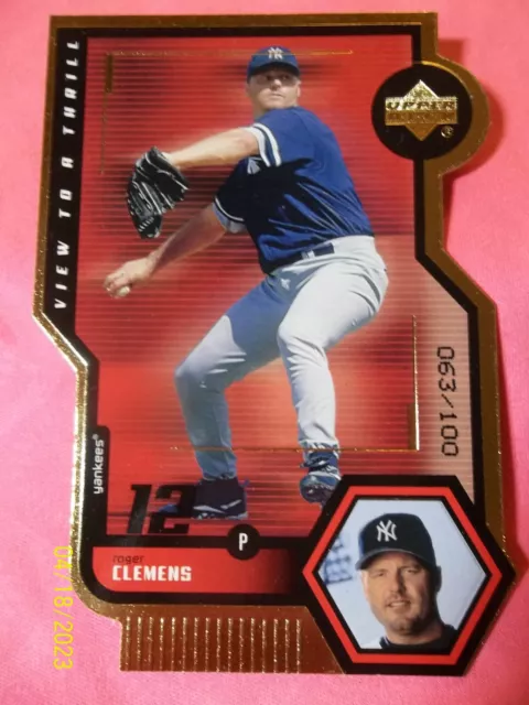 Roger Clemens #063/100 - 1999 Upper Deck #V30 View Thrill diecut Gold Foil #V30