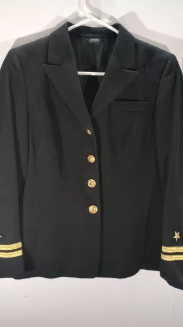 Womens US Navy Cadet Dress Coat Naval Officer Uniform Jacket Black Gold Buttons