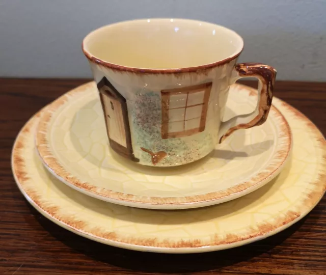 Keele Street Pottery Cottage Ware Trio Cup Saucer Side Plate