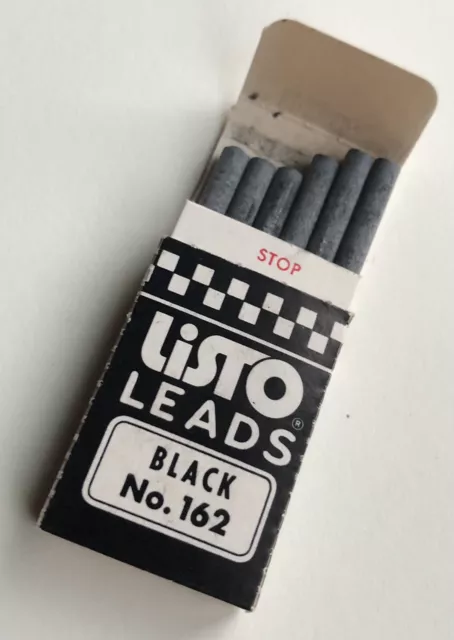 Vintage LISTO Pencil Corporation 4mm Black No. 162 Marking Lead 6 Pack CA USA 2