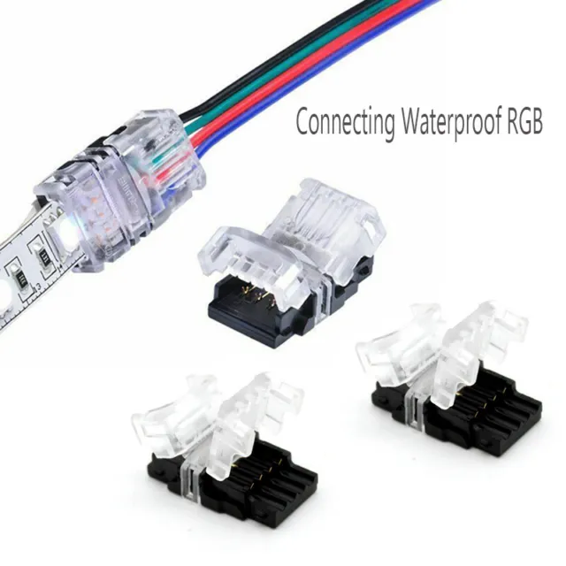2pin 4pin LED Connector Connect Wire for 10mm 5050 RGB Waterproof LED Strip 5pcs
