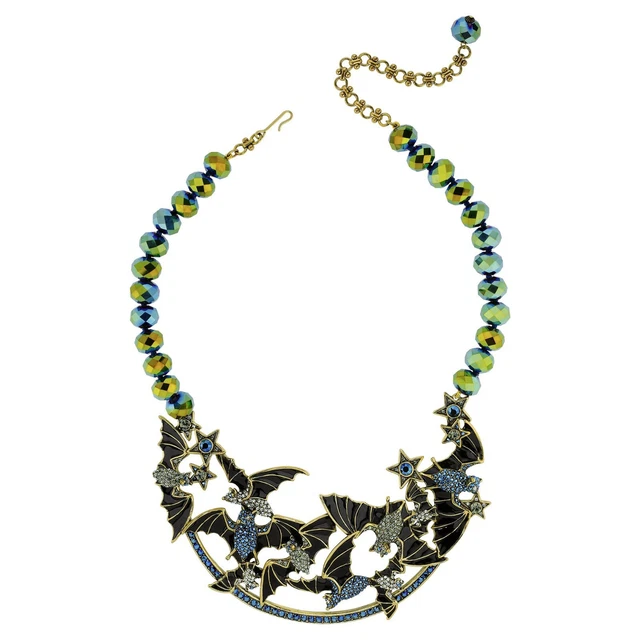 SIGNED SPECTACULAR Heidi Daus Going Batty Crystal Accented Statement Necklace