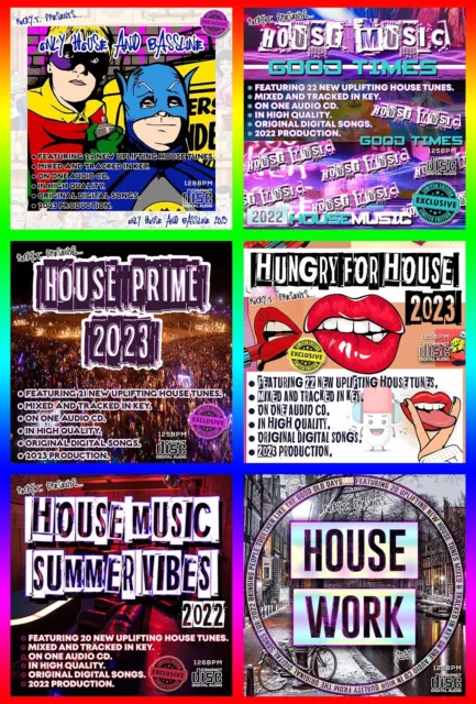 HOUSE MUSIC CD PACK x6 NEW DJ MIXES Uplifting House Dance Club Tunes IBIZA STYLE