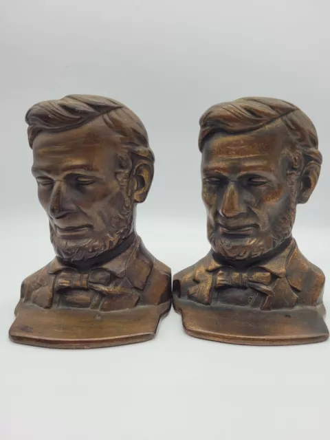 Vintage President Abraham Lincoln Bronze Cast Iron Bookends