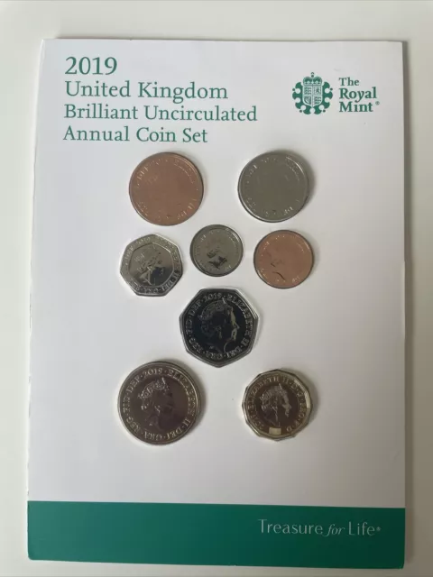 2019 Royal Mint Uk Brilliant Uncirculated Annual Coin Set New Sealed 8 Coins