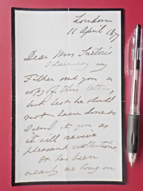 2nd Duke of Wellington, Lt. General Arthur Wellesley, Signed Letter 1877
