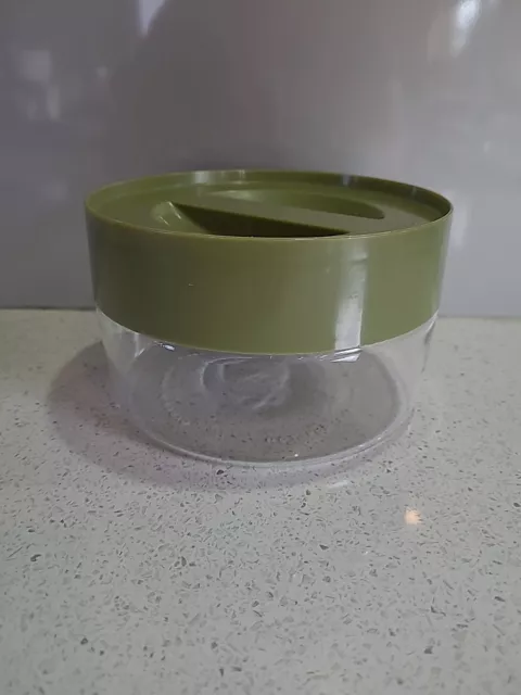 Pyrex Store ‘n See Canister with Avocado Lid 4” Tall X 6” O.D.