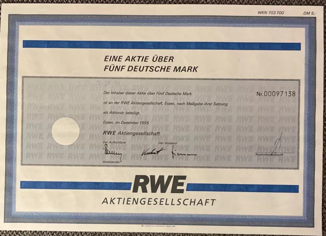 RWE AG 5 DM Aktie Essen 1995