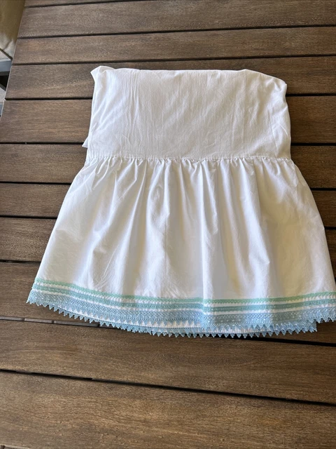 Falda Cama De Encaje De Ganchillo Azul Bohemio Verde Azul Cerámica Granero Adolescente 14"" Gota Doble