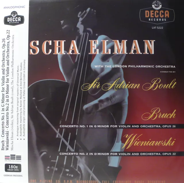 Mischa Elman Bruch + Wienawski Analogphonic  Lp-43122  Decca Lxt-5222