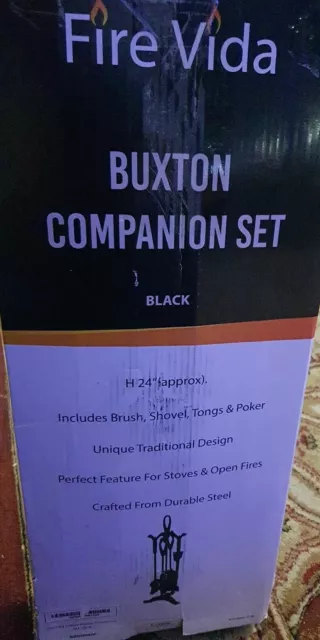 Juego de 5 piezas Fire Vida Buxton Companion pincel negro níquel pala pinzas y póquer