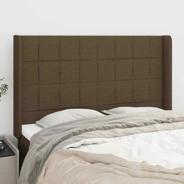 Testiera ad Orecchio MarroneScuro147x16x118/128cm inTessuto