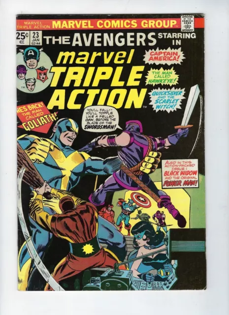 MARVEL TRIPLE ACTION # 23 (AVENGERS #29 reprint NEW GOLIATH Jan 1975) FN+