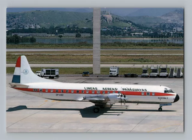 Airplane Postcard Linhas Aereas Paraguayas Airline Lockheed 188C Electra AF5