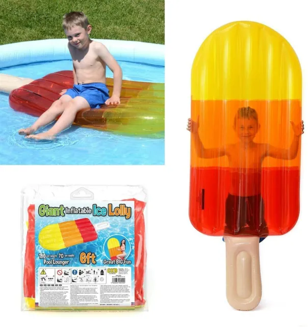 LARGE INFLATABLE ICE LOLLY Giant Swimming Pool Sun Beach Lilo Lounger Air Bed UK