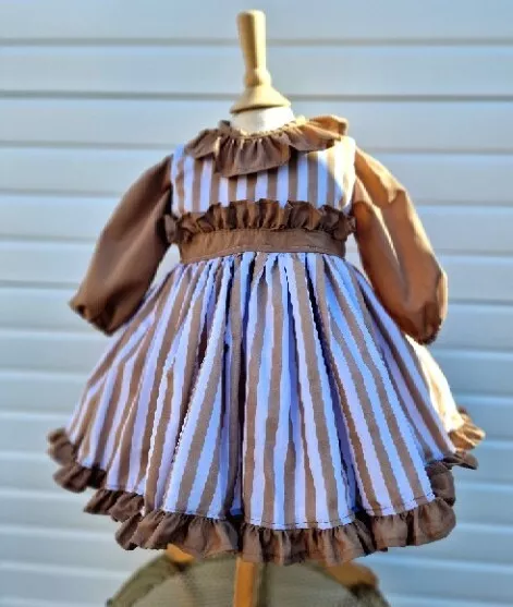 DREAM  SALE 1-7 years BABY GIRLS Camel blouse stripe camel white lined pinafore