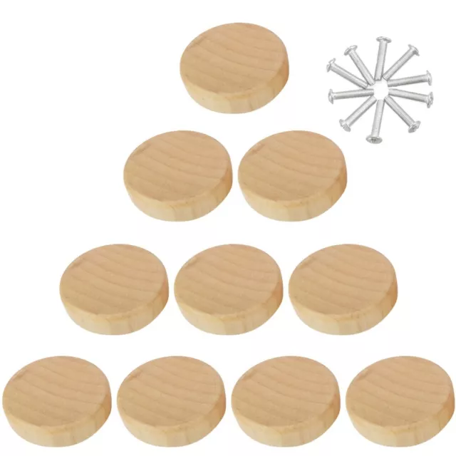 4/8/12pcs Wooden Knob With Screws Wood Round Drawer Cabinet Door Pull Knobs