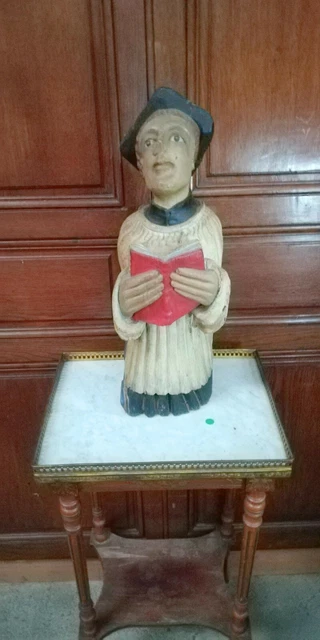 French Antique Religious Polychrom Satue Saint Yves 1600s/1700s