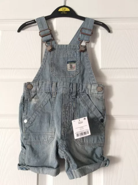 New With Tags Next Short Blue/white Dungerees Age 9-12 Months