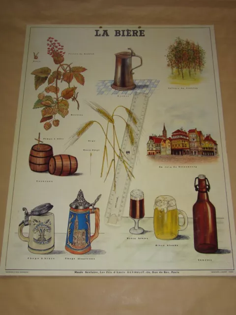 Affiche Carton publicitaire 48x62cm La BIERE Les Fils d'Emile DEYROLLE