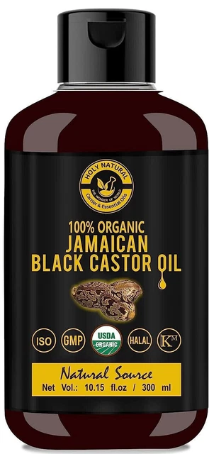 Huile De Ricin Noir Jamaïcain Biologique 300ml - Pressée à Froid - Pour Cheveux Et Soins - Valable Jusqu'en 2026